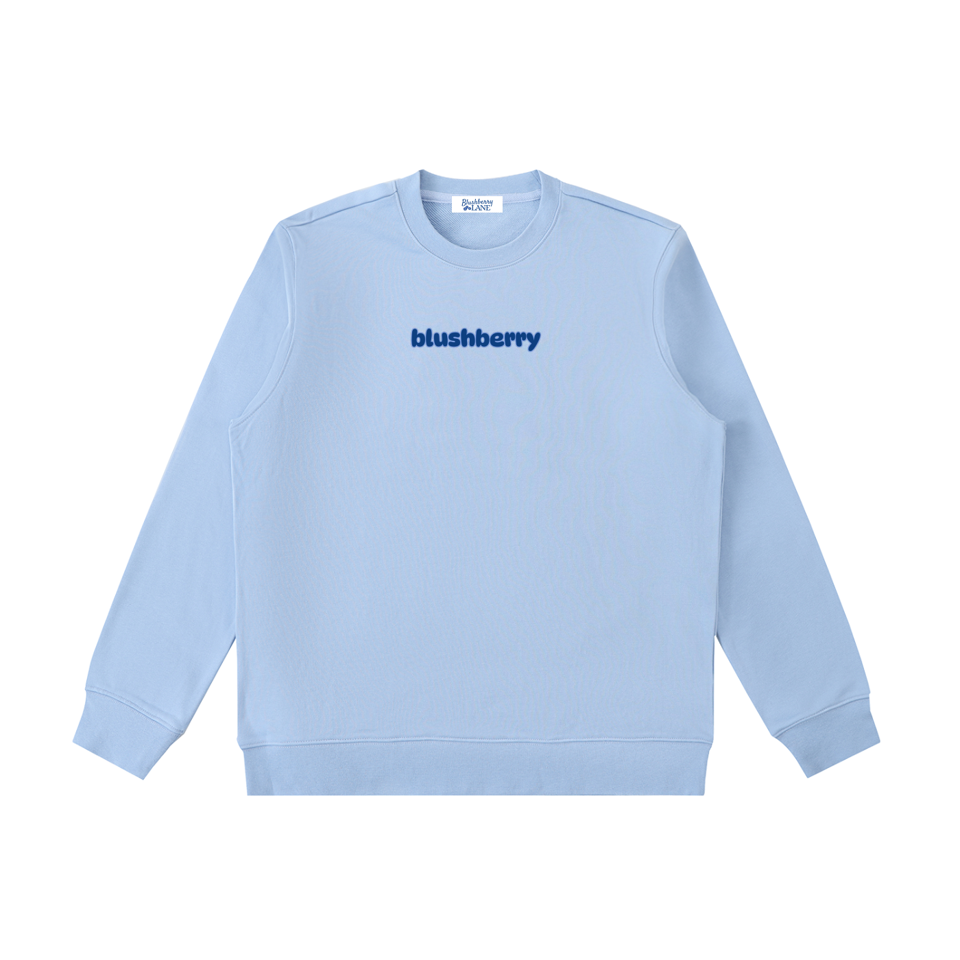 blue crewneck,blushberry,preppy crew,social edit