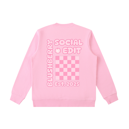 pink crewneck,blushberry,preppy crew,social edit