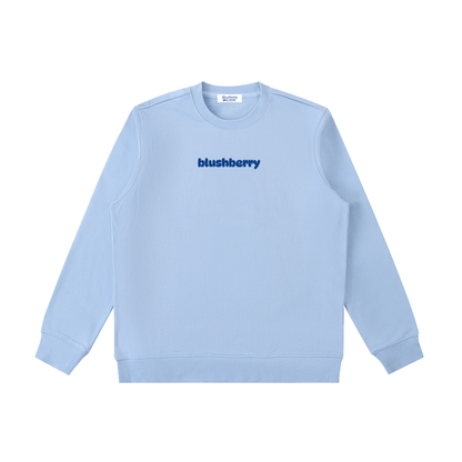 blue crewneck,blushberry,preppy crew,social edit