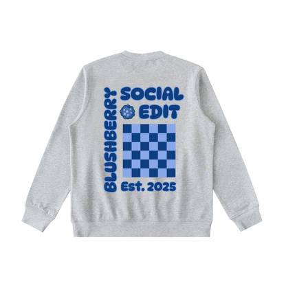 blue crewneck,blushberry,preppy crew,social edit