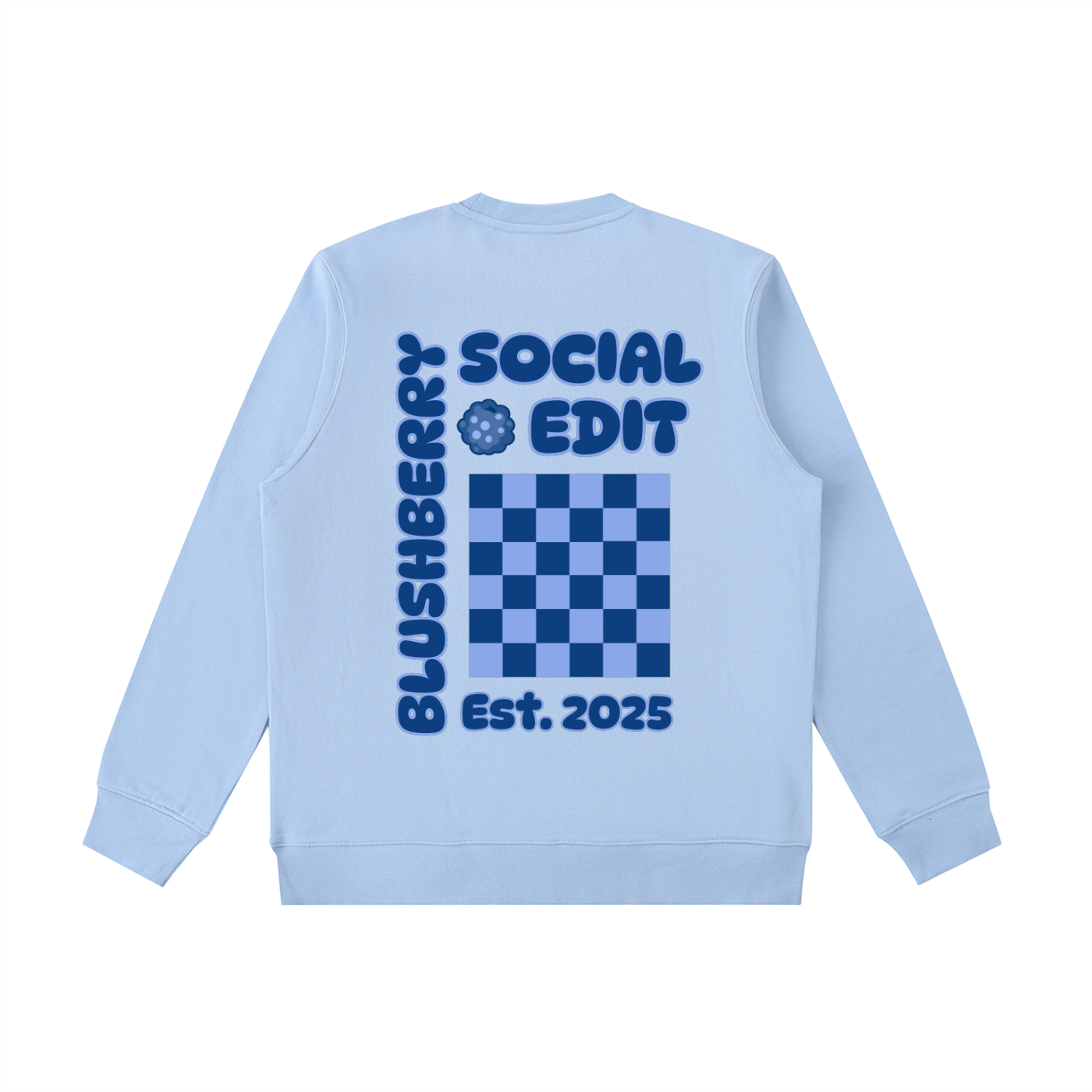 blue crewneck,blushberry,preppy crew,social edit